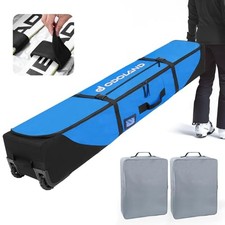 Rolling Ski Bag, Padded Snowboard Bags and Ski Boot Bag with Wheels 170cm Blue
