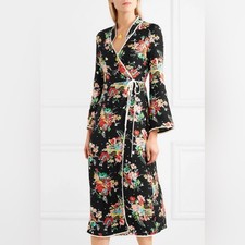 Rixo London Cindy Floral Printed Crepe Wrap Midi Dress Small