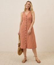 Pact Women's Canopy Linen Blend Button-Front Dress 2X-Large Hermosa Stripe