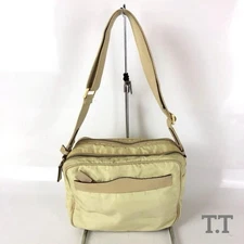 PRADA Shoulder Bag Beige Ladies Brand Crossbody Sling Gold Hardware Multi functi