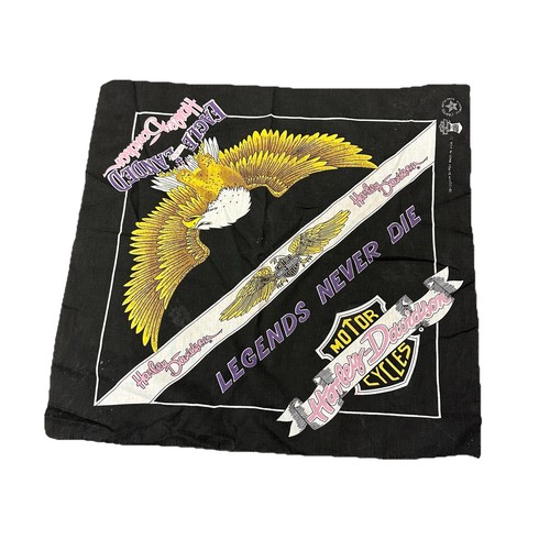 VTG HARLEY DAVIDSON MOTORCYCLE LEGENDS NEVER DIE BANDANA EAGLE BLACK (2)