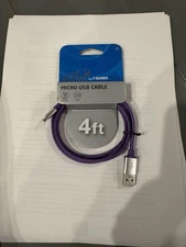24/7 Life Micro-USB Charge Sync Data USB Cable 4ft Purple Nylon Braided New