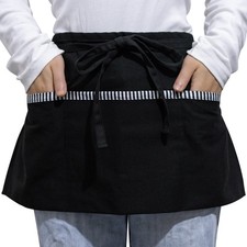 Waitress Apron with 3 Pockets, Short Cotton Server Apron