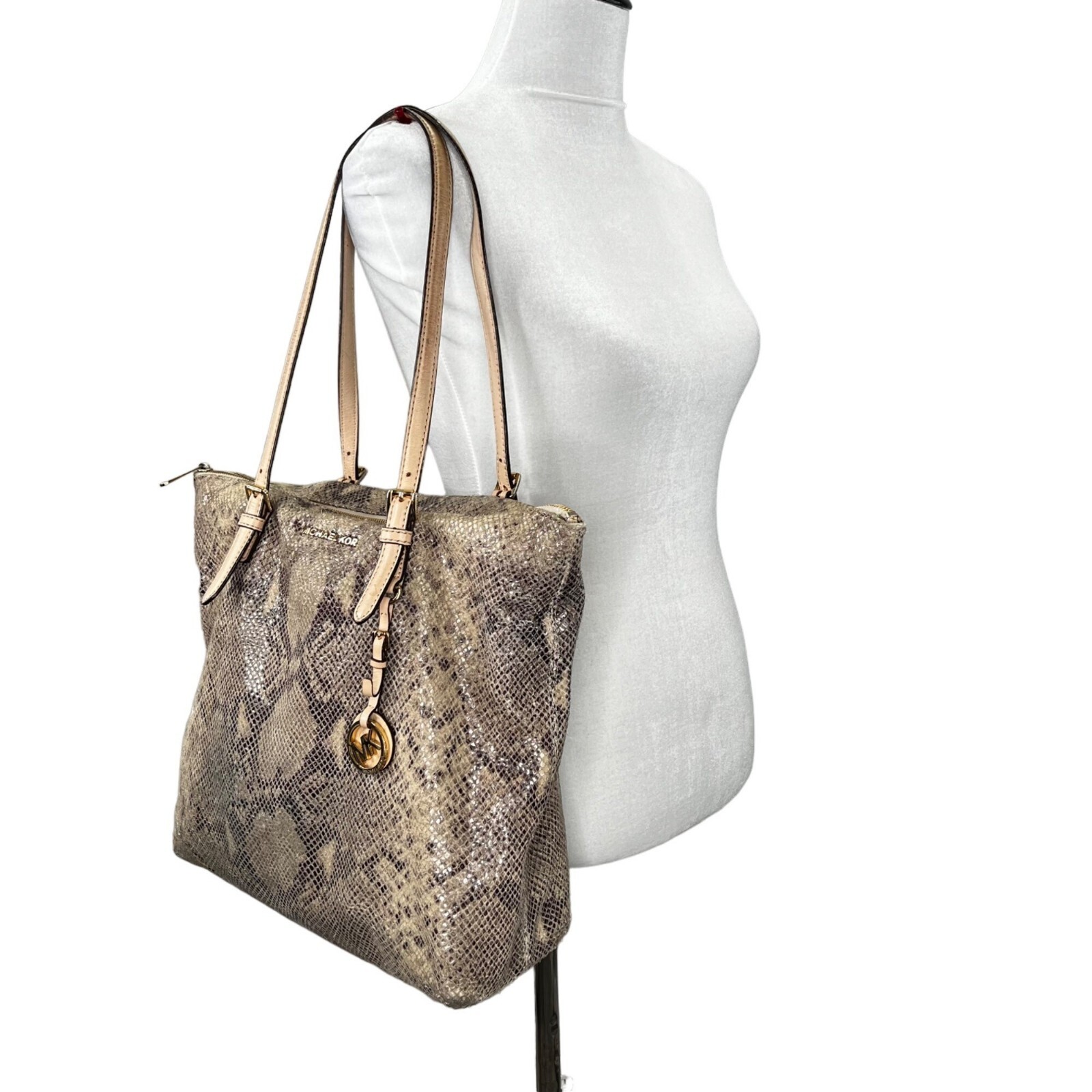 Michael Kors Python Effect Bag Tote Embossed Leat… - image 3