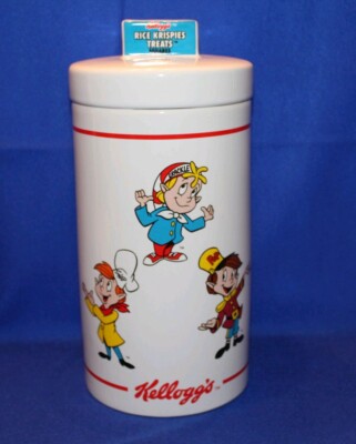 Vintage Kellogg s Rice Krispies Treats Canister Cookie Jar Snap Crackle Pop 1999