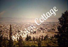 Orig KODACHROME Red Border Photo Slide Athens Greece Overlook City View 1950s