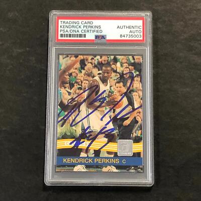 2010-11 Panini Donruss #6 Kendrick Perkins Signed Card AUTO PSA/DNA Slabbed Thun