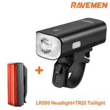 RAVEMEN Bike Front Rear Light Set Bicycle Head Taillight Rechargeable LR500 TR20