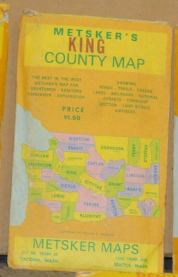 Mid 1950's Metsker's Map of King County Washington