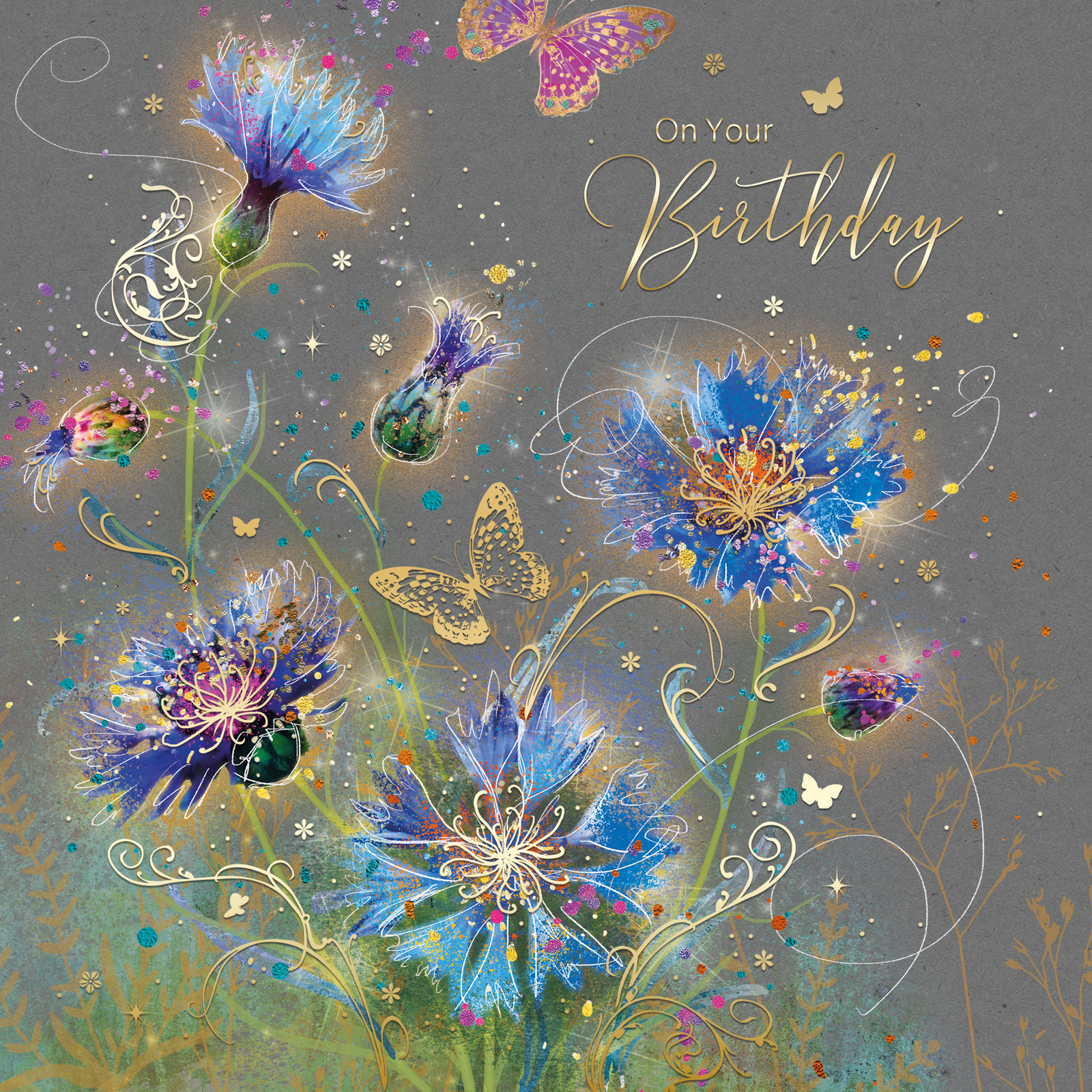 Birthday Card Female - Foil Finish - Cherry Orchard 6.2"" x 6.2""
