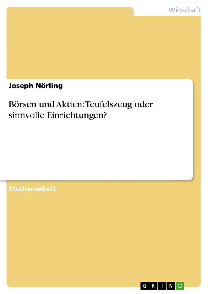 Thumbnail - Börsen Und Aktien: Teufelszeug Oder Sinnvolle Einrichtungen? Joseph