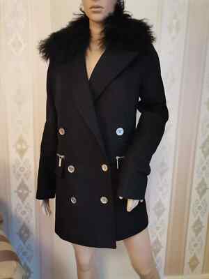 MICHAEL KORS Damen MANTEL ECHTFELL Trenchcoat Wollmantel WOLLE GR S Lamm Fell