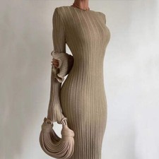Optimize product title: Women's Fashion Slim Long-sleeved Ruffled Maxi Dress wit