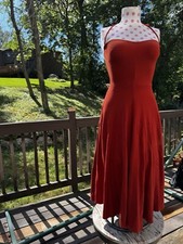 Reformation Fit Flare Midi Straps Pockets Dress XS Burnt Orange Cotton