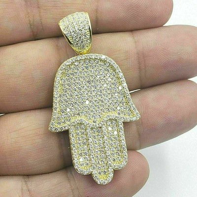 3Ct Round Cut Diamond Hamsa Charm Men's 