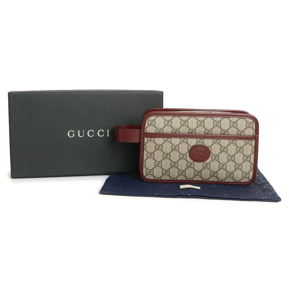 GUCCI Interlocking G Travel Case Pouch GG Supreme Canvas Leather