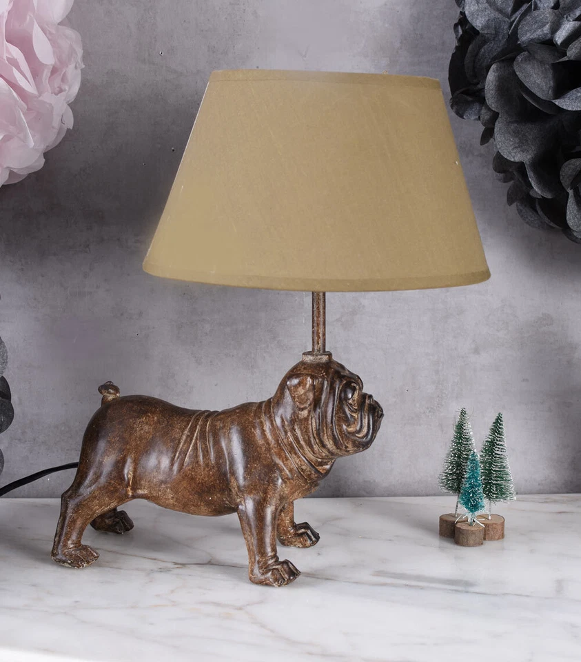 Lámpara Figura Perro Bulldog Lámpara de Mesa Pug Luz de Mesa Estilo Casa de Campo Foto 4 de 4