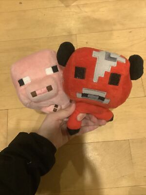 Mojang Minecraft Plush Set Mooshroom Cow Pig LOT OF
