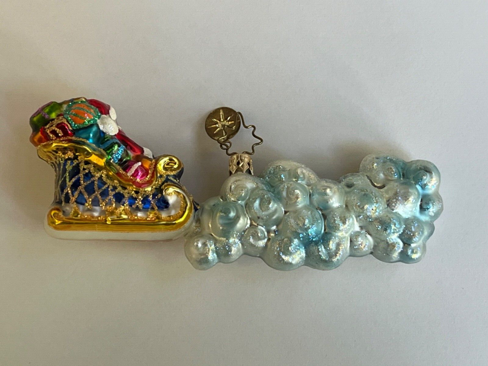 Christopher Radko Ornament Santa in Sleigh with Reindeer Gently Used eBay