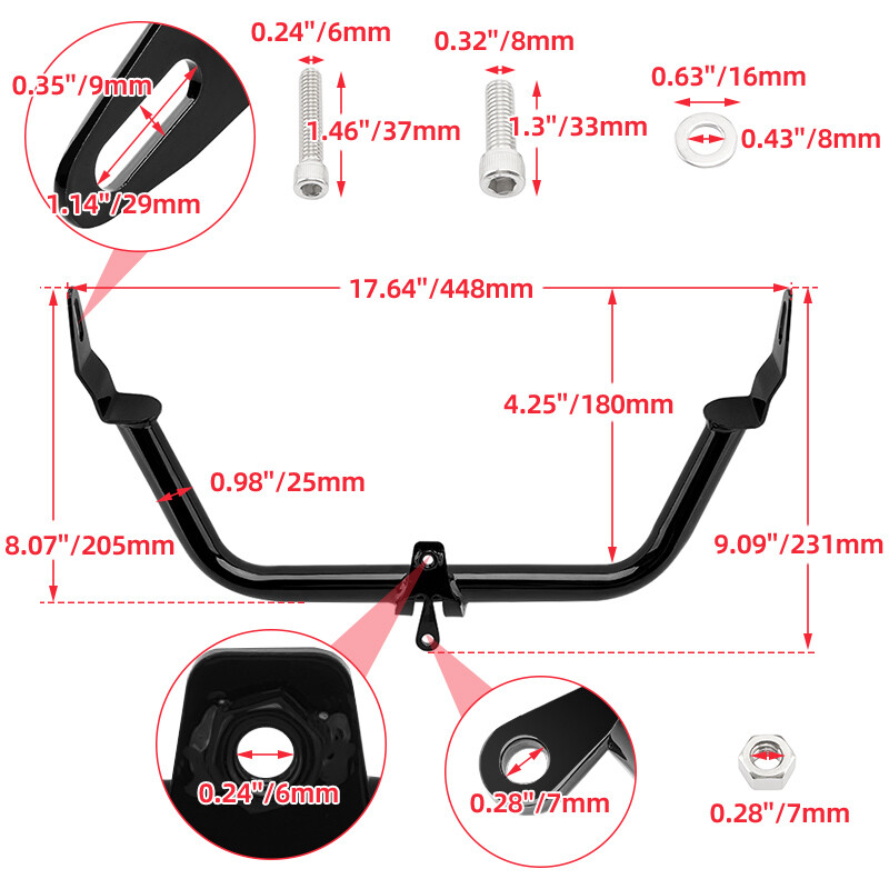 Black Fairing Support Bracket Fit For Harley Touring Road Glide FLTR 2015-up