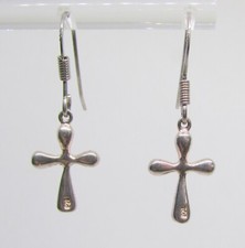 Small Cross Sterling Silver Earrings 33.5mm - 2.7g
