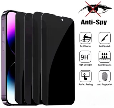 Anti Spy Panzerfolie Displayschutz Privacy Glas für iPhone 11-17 Anti Peeping 9H