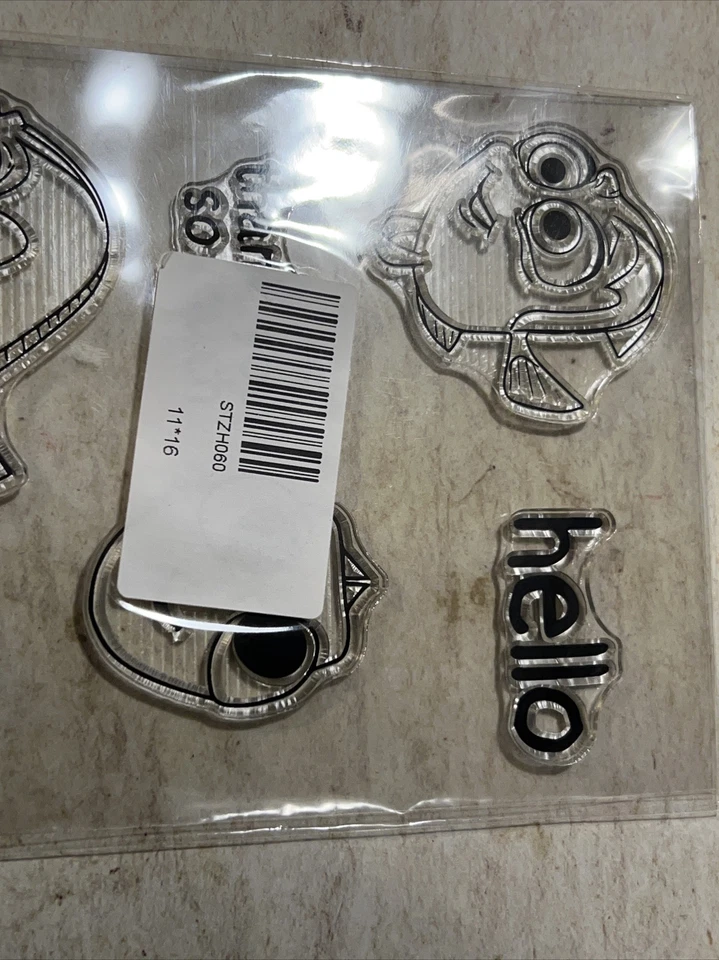 Estampillas transparentes bebé-7 bienvenido pequeño pez hola eres tan lindo gracias Foto 2 de 3