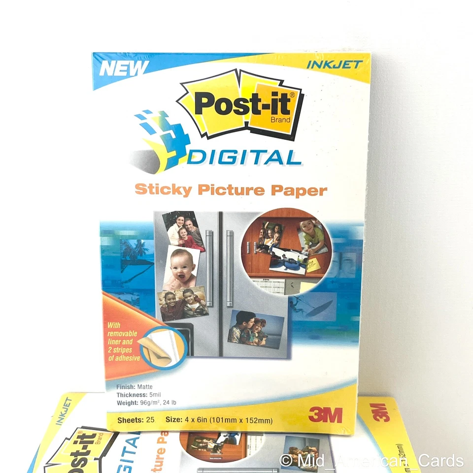 8 Packs of Post-it 3M Digital Sticky Picture Paper 100 Sheets 4"x6" Inkjet Matte - Image 4 of 4