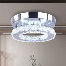 Modern Crystal LED Ceiling Light Square Chrome Lamp Fitting Pendant Chandelier