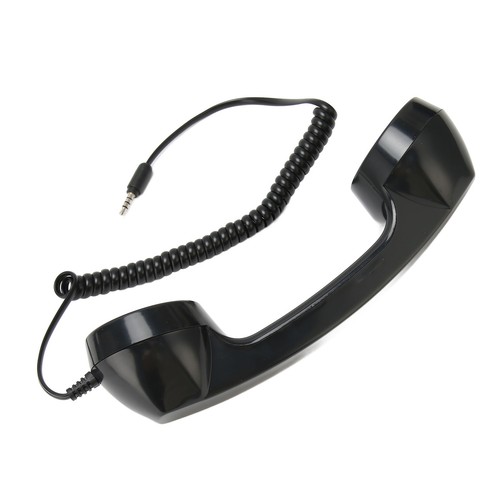 (Black) Retro 3.5mm Telephone Handset Cell Phone Receiver Mic Microphone Fit - Picture 2 of 22