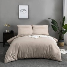 100% Coton Sets de Housse de Couette 220x240 cm Beige Parure de Lit Haut Gamm...