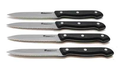 Ronco Showtime Six Star #14 Stainless Steel Kitchen Black Steak Knife Set Cutler