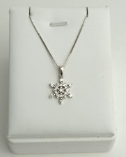 925 Silver Snowflake Pendant Necklace Sterling Silver CZ 18" Free Gift Box