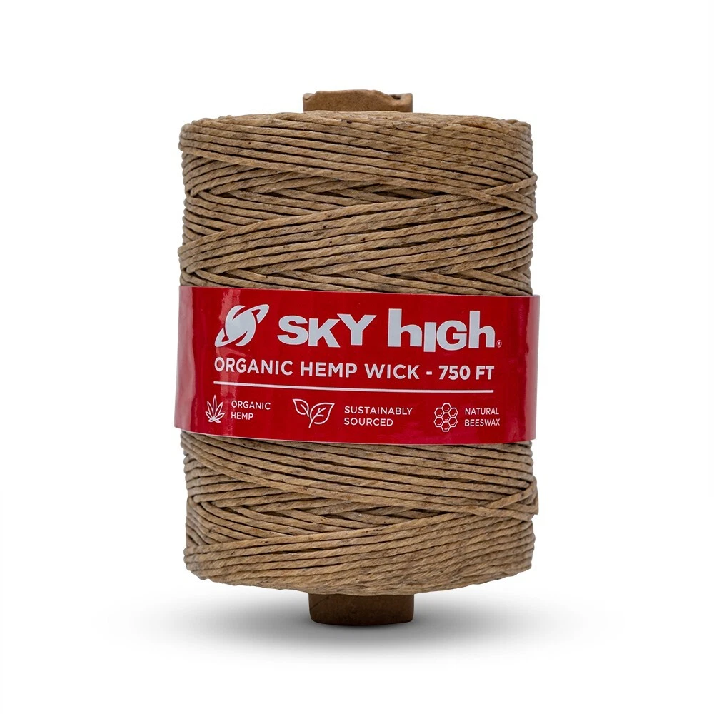 Sky High 750ft Organic Hemp Wick 1MM European Hemp Coated w/ USA Natural  Beeswax