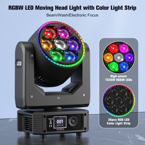 7 LED Bee-Eye Moving Head Wash Beam DMX512 RGBW 350W Stage Spot Light Party Show - Picture 3 of 12