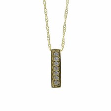 14Kt Gold Genuine Natural Diamond Bar Pendant Necklace