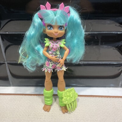 Mattel Cave Club Rockelle Doll from Tyrasaurus Pet Set 8'' Blue Ponytails & Comb