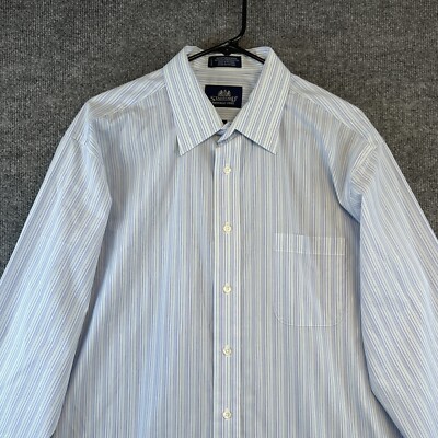 booties with short dress Stafford Stafford Shirt Men Sz 17 34-35 Blue Plaid Wrinkle Free Fitted Shirt Button-Down Long Sleeve this long Stafford Mens Savings Dress Shirts