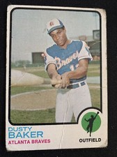 1973 Topps Baseball Card #215 Dusty Baker Braves F/Good Creases Free Shipping!