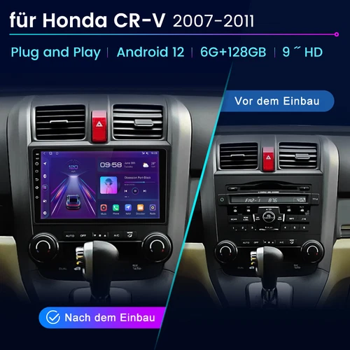 6+128G Für Honda CR-V III 2007-2011 Android 13 Autoradio CarPlay DAB Navi RDS BT - Bild 1 von 12