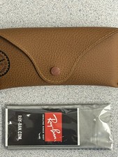Ray Ban Sunglasses Leather Brown Eye glass Case W/ Cleaning Cloth