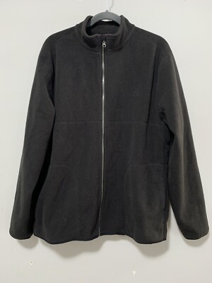IZOD Men Large Lightweight Full Zip Black Jacket Fleece Performance Jacket Soft