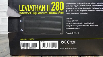 Bitspower 280mm ラジエーター ブラック Bitspower Leviathan II 280 Radiator with Single Wave Fins