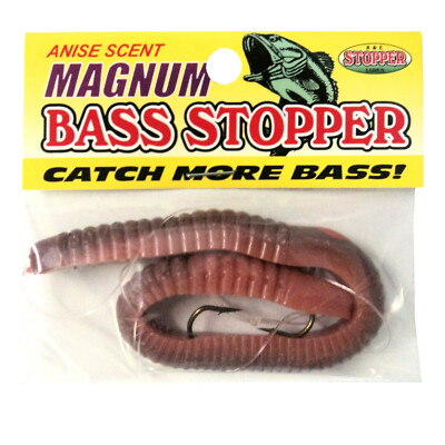 K&E Bass Stopper Magnum 3-Hook Rigged Worm, 6'', SIX Packs, Anise Scent #BSM1PK