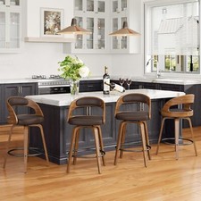 Swivel Bar Stools Set of 4, Counter Height Bentwood Barstool, Mid-Century Modern