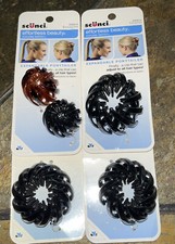 4 Packs-Scunci Effortless Beauty Expandable Ponytailer 4 Black and 1 Brown