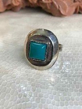 Handmade Mali Tuareg ring with green agate onyx stone 10 US