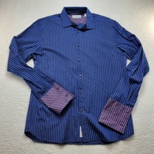 Ted Baker London Endurance Shirt Blue Diamond Design Dress Cuff Links Cotton 16