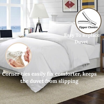 Best Quality 3PC Duvet Set Egyptian Cotton 600 TC White US~Queen