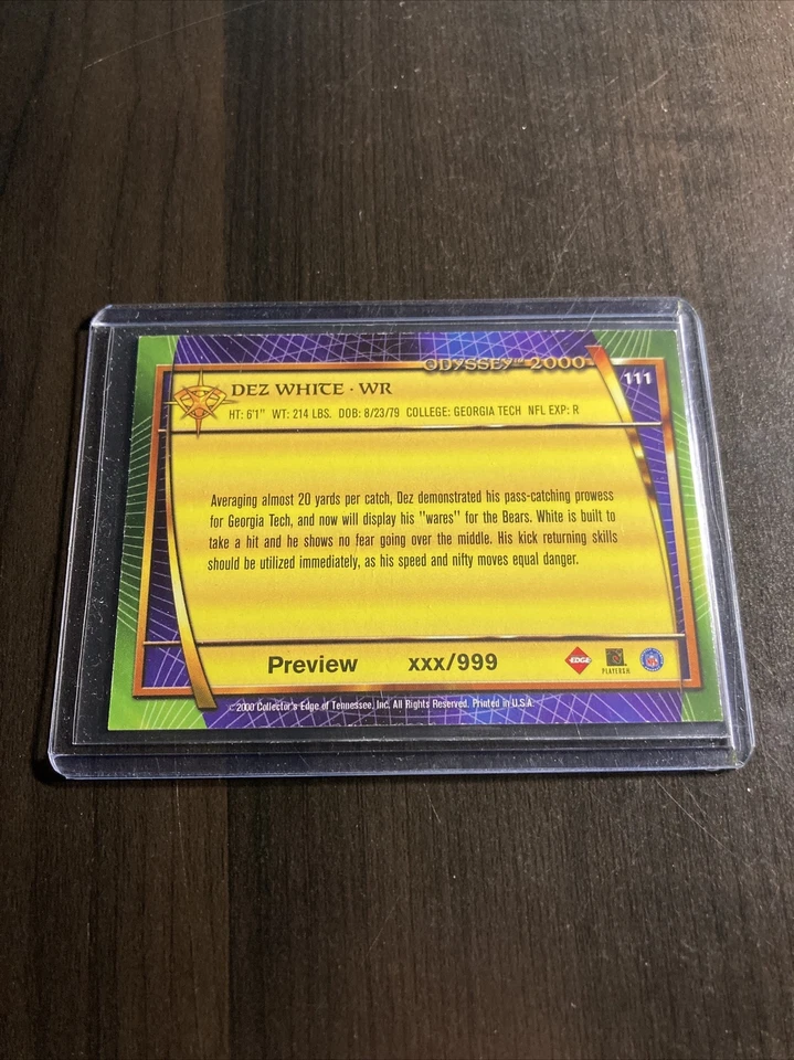 Dez Whice ODYSSEY ROOKIE LIMITED CARD XXX/999 NFL 2000 T5-284 - Image 2 of 3